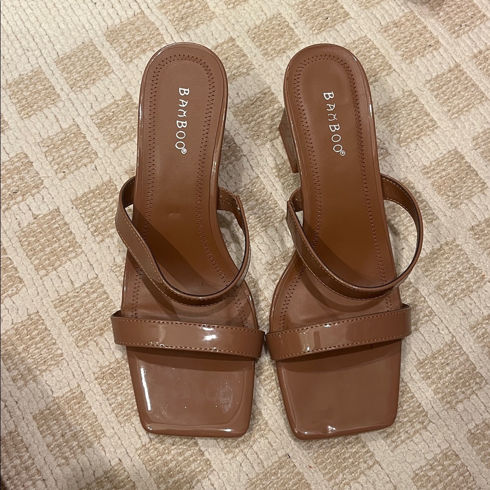 BAMBOO Brown Strappy Heeled Sandals
